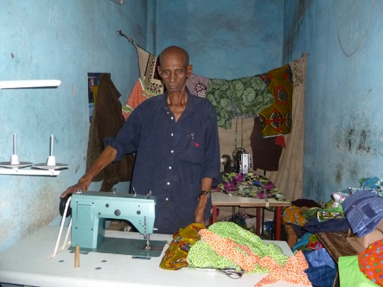 New sewing machine for an old activist of Afrique-Europe-Interact in Bamako